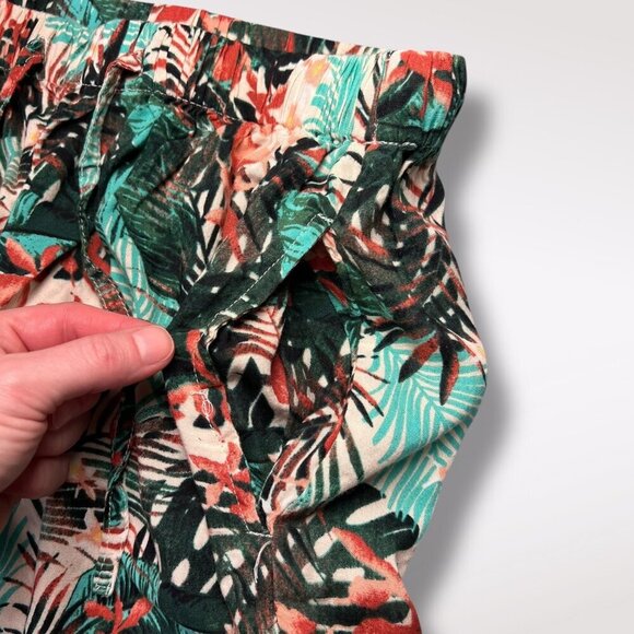 Y2K Boca Bay Tropical Floral Wide Leg Lounge Pants Elastic Waist Petite Medium - Picture 6 of 9